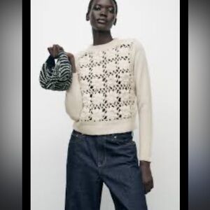 Zara Combination crochet Knit Sweater